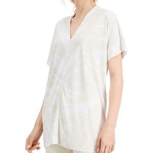 Alfani Women's Abstract-Print Tunic Top Shiitake Jagged Animal Size XXL